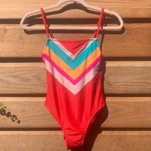 Red chevron one piece swimsuit
